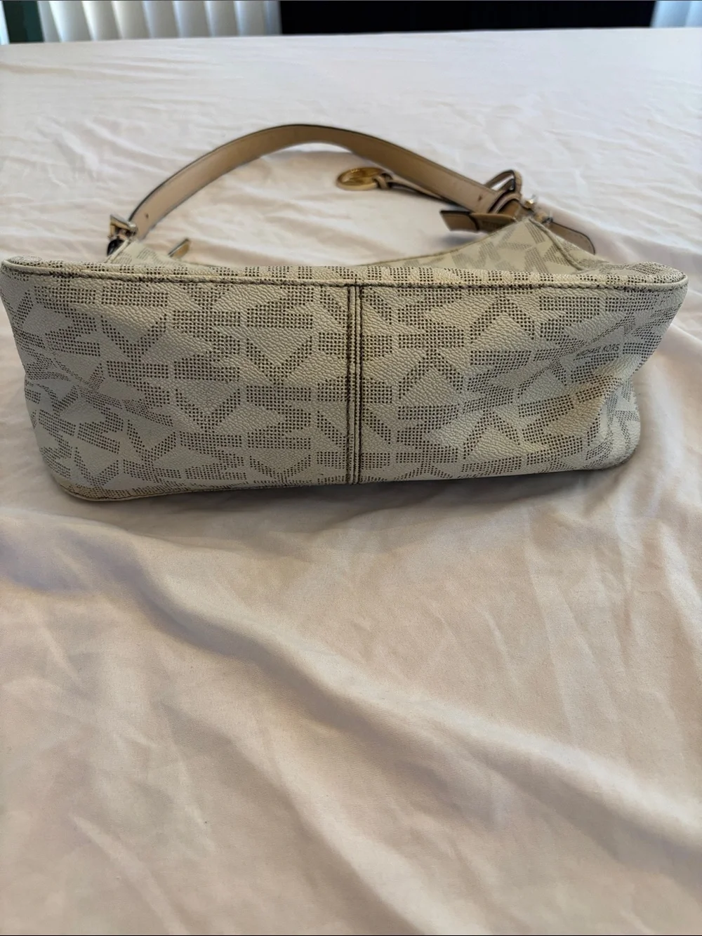Michael Kors Off-White MK Monogram Shoulder Bag & Matching Zip Wallet Set